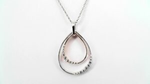 Collier mit Behang Tropfen 925 AG bic. rosé/weiss