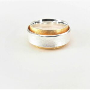 Damenring ohne Stein 925 AG bic. gelb/weiss