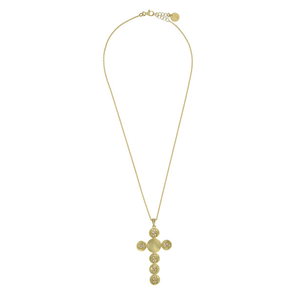 Collier mit Behang Kreuz 925 AG gelb vergoldet