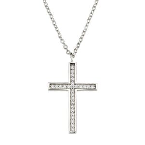 Collier mit Behang Kreuz 925 Ag rhodiniert