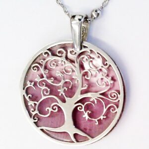 Collier mit Behang Lebensbaum 925 Ag rhodiniert