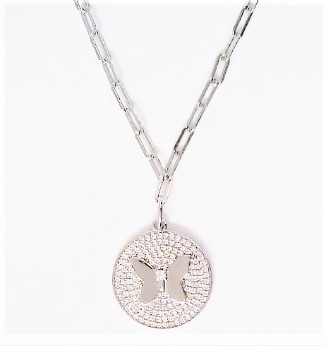Collier mit Behang Schmetterling 925 Ag rhodiniert
