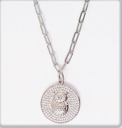 Collier mit Behang Eule 925 Ag rhodiniert