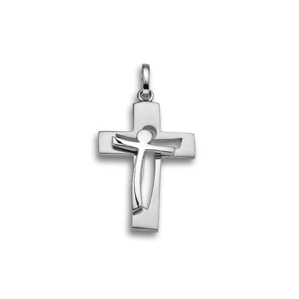 Anhänger-Kreuz Korpus 925 Ag rhodiniert