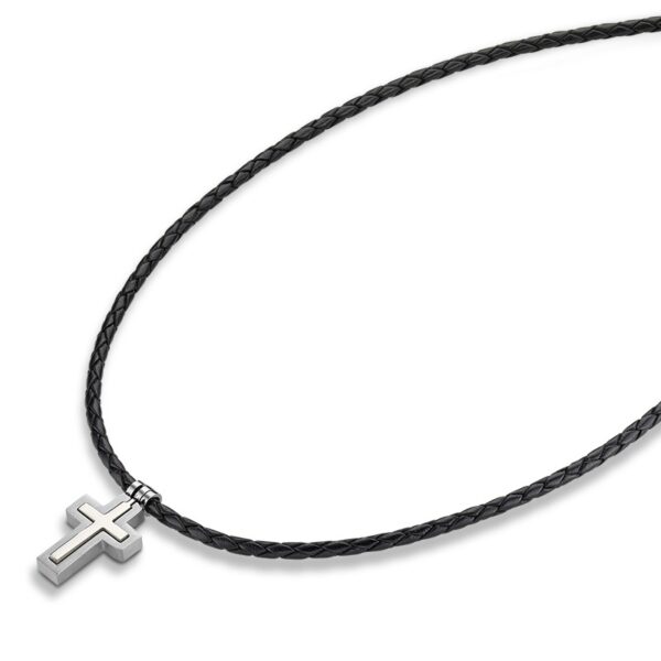 Herrencollier Kreuz Stahl