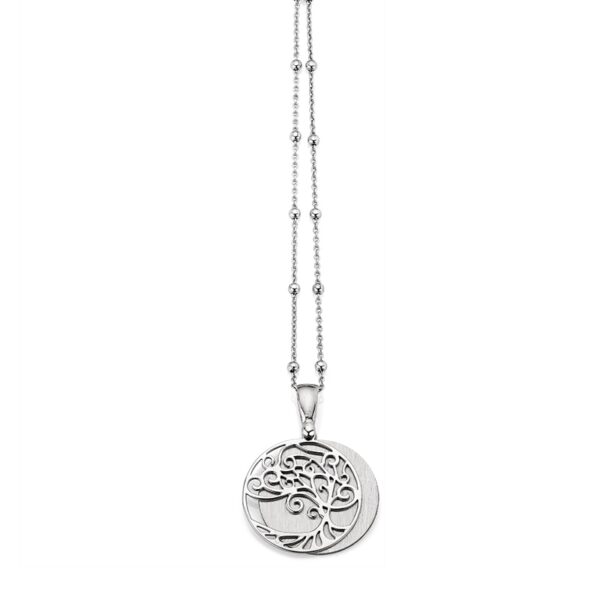 Collier mit Behang Gravurplatte Lebensbaum 925 Ag rhodiniert
