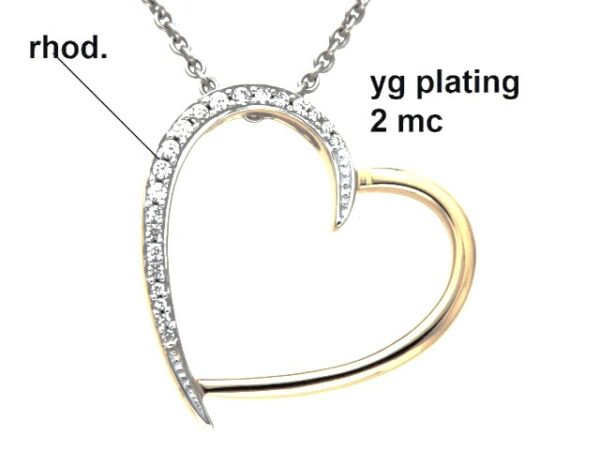 Collier mit Behang Herz 925 AG bic. gelb/weiss