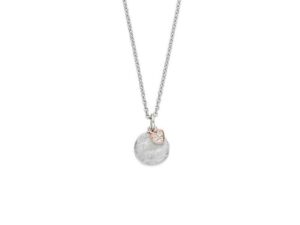 Collier mit Behang Herz Gravurplatte 925 AG bic. rosé/weiss
