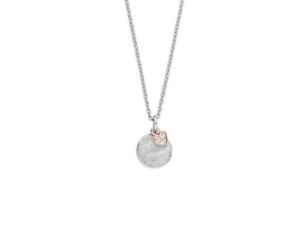 Collier mit Behang Herz Gravurplatte 925 AG bic. rosé/weiss