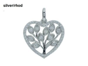 Collier mit Behang Herz Lebensbaum 925 Ag rhodiniert
