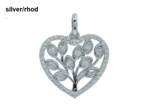 Collier mit Behang Herz Lebensbaum 925 Ag rhodiniert
