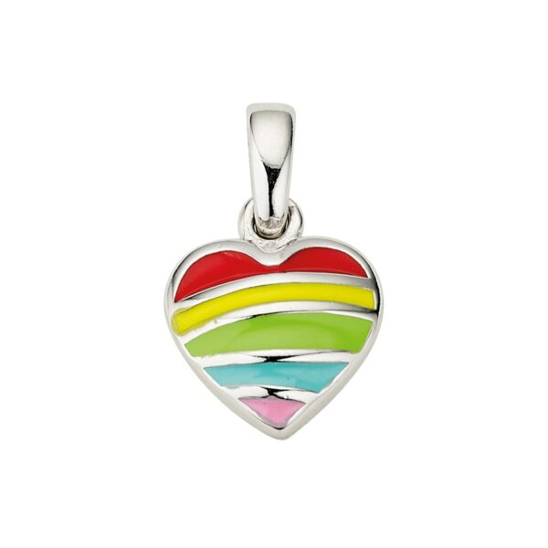 Anhänger Symbole Herz Regenbogen 925 Ag rhodiniert