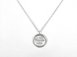Collier mit Behang Lebensbaum Gravurplatte 925 Ag rhodiniert