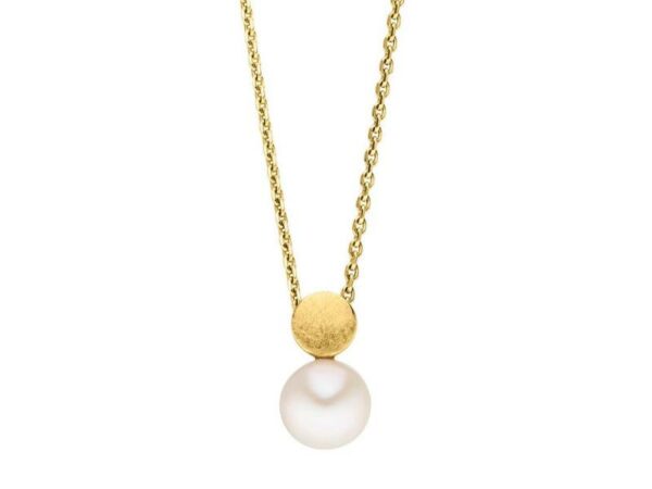 Collier mit Perle 925 AG gelb vergoldet