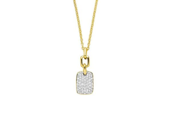Collier mit Behang 925 AG bic. gelb/weiss