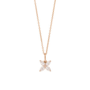 Collier mit Behang Blume 925 Ag Rosé vergoldet