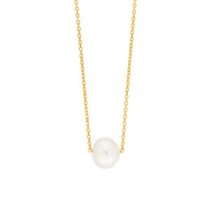 Collier mit Perle 925 AG gelb vergoldet