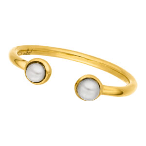 Damenring / Perle Setring 925 AG gelb vergoldet