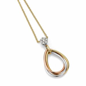 Collier mit Behang 375 tricolor Gold