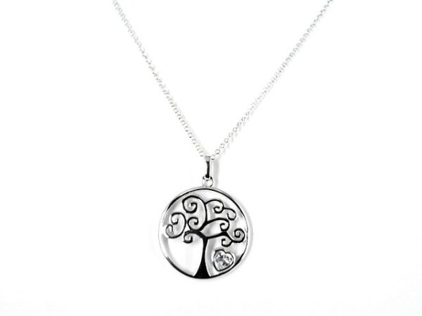 Collier mit Behang Herz Lebensbaum 925 Ag rhodiniert