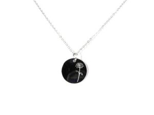 Collier mit Behang Gravurplatte Blume 925 Ag rhodiniert