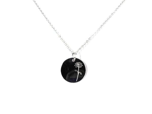 Collier mit Behang Gravurplatte Blume 925 Ag rhodiniert