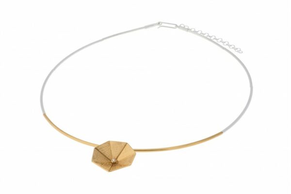 Collier mit Behang 925 AG bic. gelb/weiss