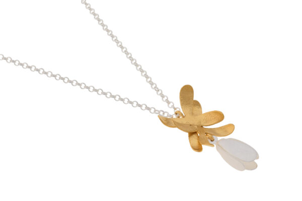 Collier mit Behang 925 AG bic. gelb/weiss