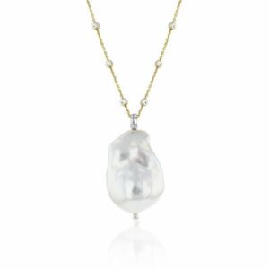 Collier mit Behang 925 AG bic. gelb/weiss