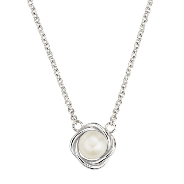 Collier mit Perle 925 Ag rhodiniert