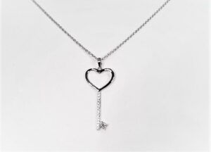 Collier mit Behang Schlüssel 925 Ag rhodiniert