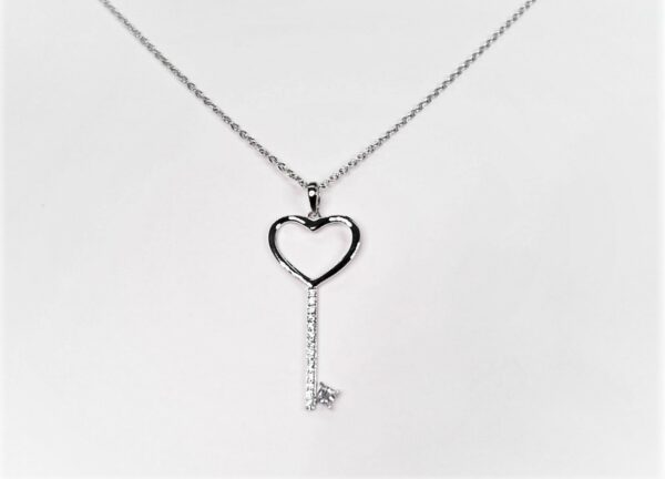 Collier mit Behang Schlüssel 925 Ag rhodiniert