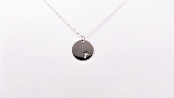 Collier mit Behang Gravurplatte Kreuz 925 Ag rhodiniert