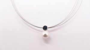 Collier mit Perle 925 Ag rhodiniert