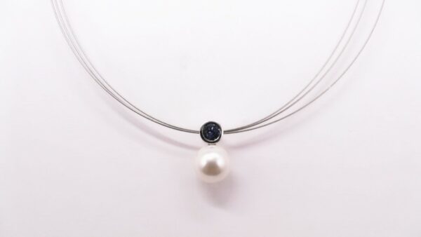Collier mit Perle 925 Ag rhodiniert