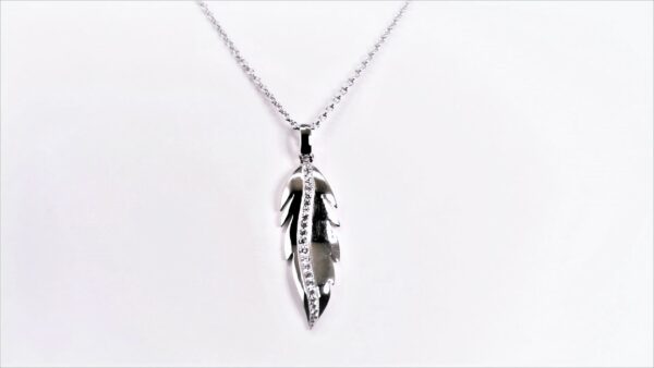 Collier mit Behang Feder 925 Ag rhodiniert