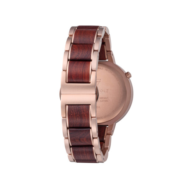 Damenuhr analog Thea/Rosewood/Rosegold Edelstahl/Holz – Bild 3
