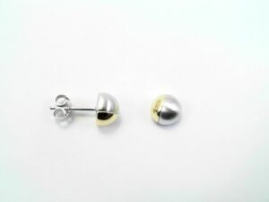 Ohrstecker ohne Stein Halbkugel 925 AG bic. gelb/weiss