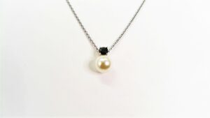 Collier mit Perle 925 Ag rhodiniert