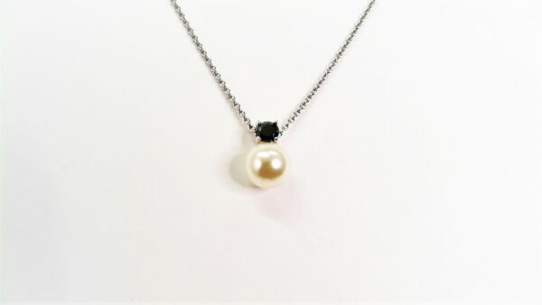 Collier mit Perle 925 Ag rhodiniert