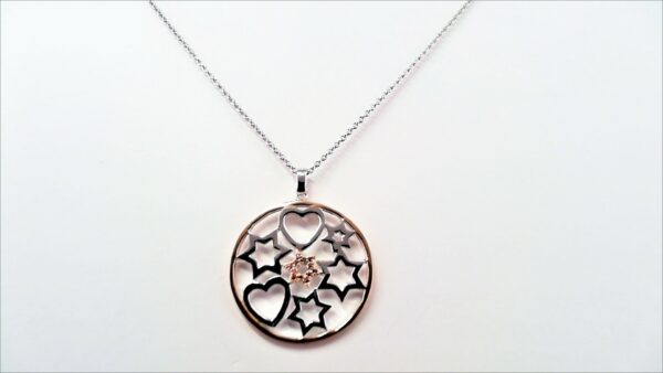 Collier mit Behang Herz Stern 925 AG bic. rosé/weiss
