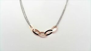 Collier ohne Stein 925 AG bic. rosé/weiss