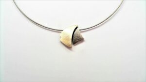 Collier mit Behang 925 AG bic. gelb/weiss