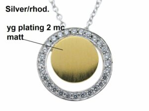 Collier mit Behang Herz 925 AG bic. gelb/weiss