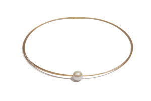 Collier mit Perle 925 AG gelb vergoldet