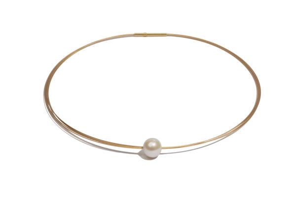 Collier mit Perle 925 AG gelb vergoldet