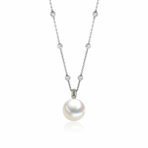 Collier mit Perle 925 Ag rhodiniert