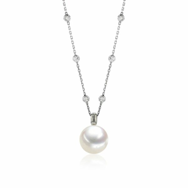 Collier mit Perle 925 Ag rhodiniert