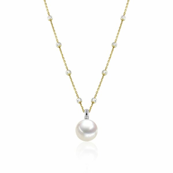 Collier mit Perle 925 AG bic. gelb/weiss