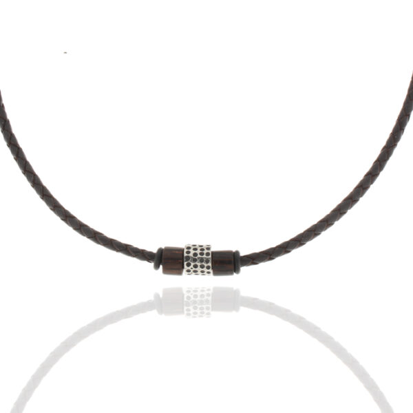 Herrencollier Edelstahl/Holz